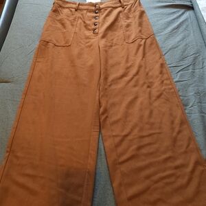 Elodie Camel Button-Front Trousers